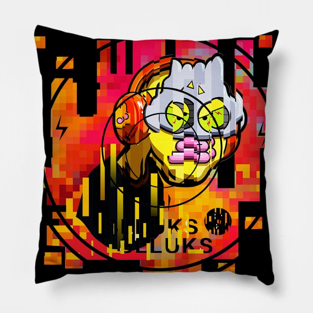 Dope Slluks character with headphone illustration Pillow by slluks_shop