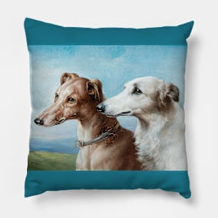 Two Greyhounds by Carl Reichert Pillow