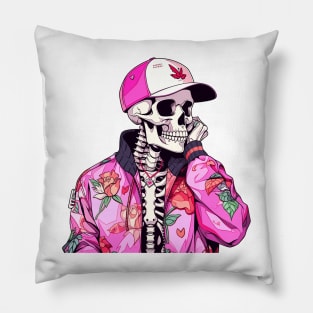 preppy skeleton Pillow