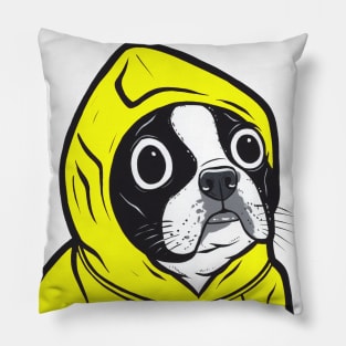 Yellow Boston Terrier Hoodie Pillow