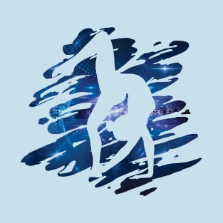 Yoga lover bridge - brush strokes background (blue tech) - ballet, dance, gymnastics - ballerina, dancer, gymnast T-Shirt