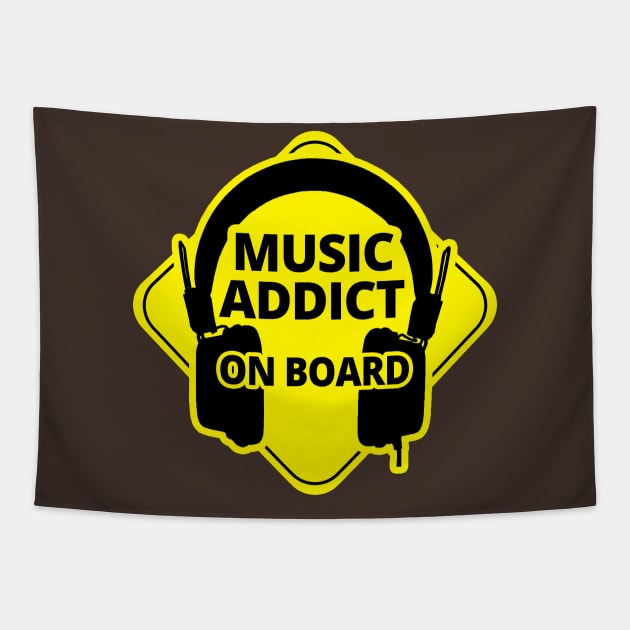 Music Lover On Board - The Music Addict Tapestry by tatzkirosales-shirt-store