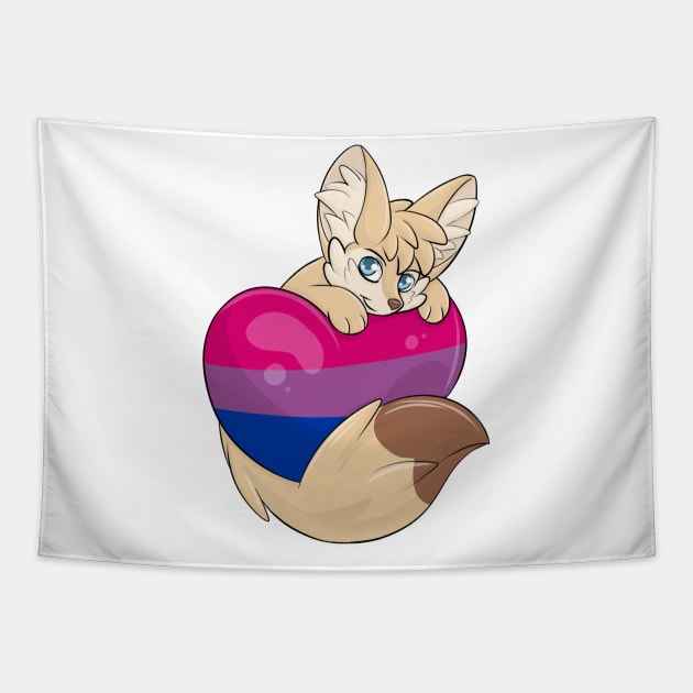 Bi Flag-Heart Fennec Fox Tapestry by Fennekfuchs