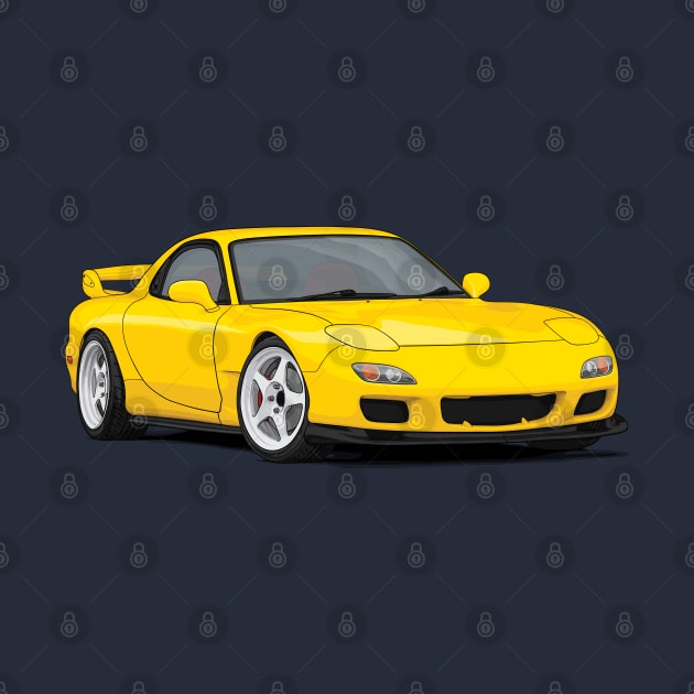 RX-7 Fd3s Illustration yellow by ArtyMotive