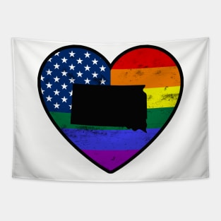 South Dakota United States Gay Pride Flag Heart Tapestry