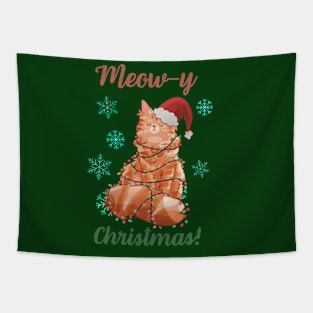 Meow-y Christmas! - Red Maine Coon Tapestry