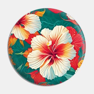 Colorful Hibiscus Pattern Pin