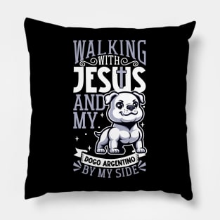 Jesus and dog - Dogo Argentino Pillow