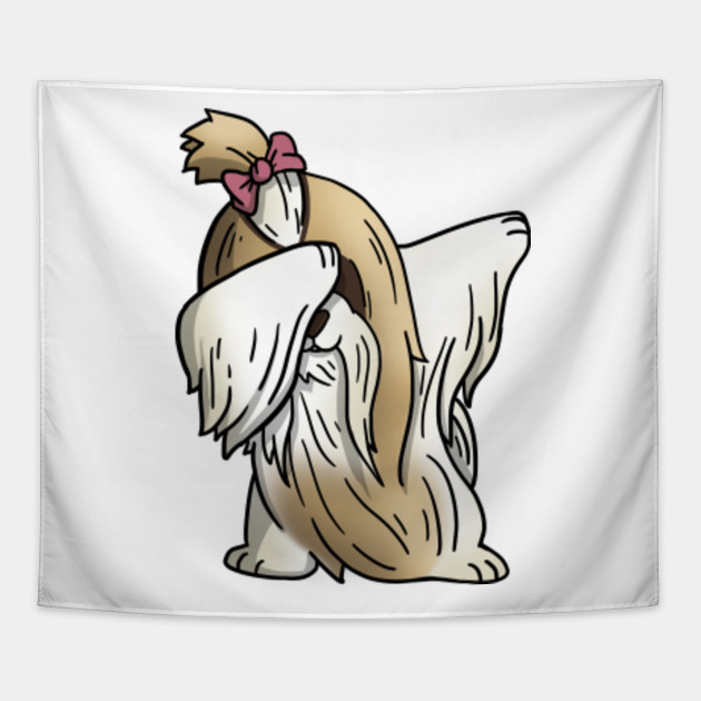 Funny Long Coat Shih Tzu Dabbing Shih Tzu Tapestry Teepublic
