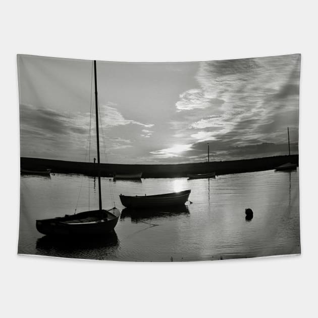 Sunset at Burnham Overy Staithe, Norfolk, UK Tapestry by richflintphoto