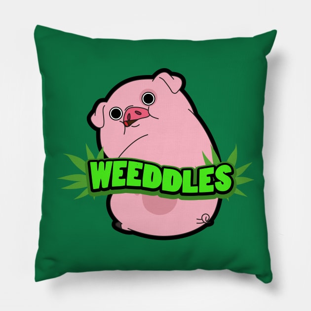 WEEDDLES (waddles smoking weed) Pillow by BeardDesign