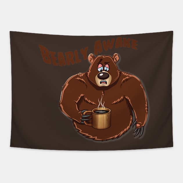 Bearly Awake Tapestry by Pigeon585