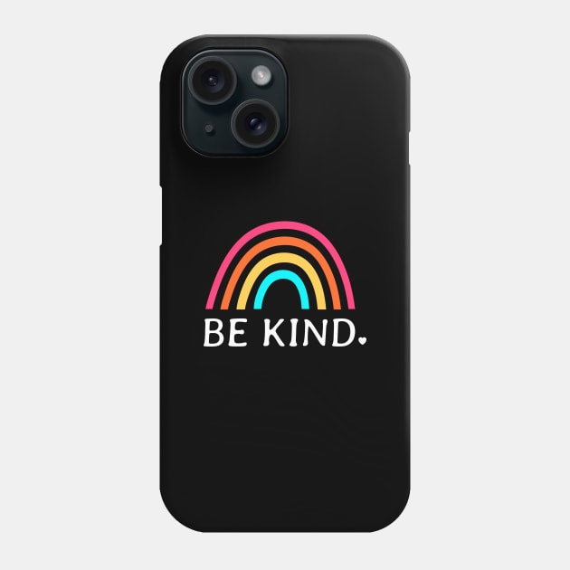 Be Kind With Colorful Rainbow Art For Kindness On Black Phone Case by mangobanana