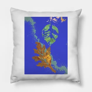 Autumn Oak Leaf on Royal Blue Pillow