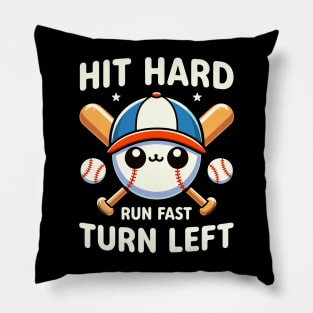 Baseball Player Hit Hard Run Fast Turn Left Pillow