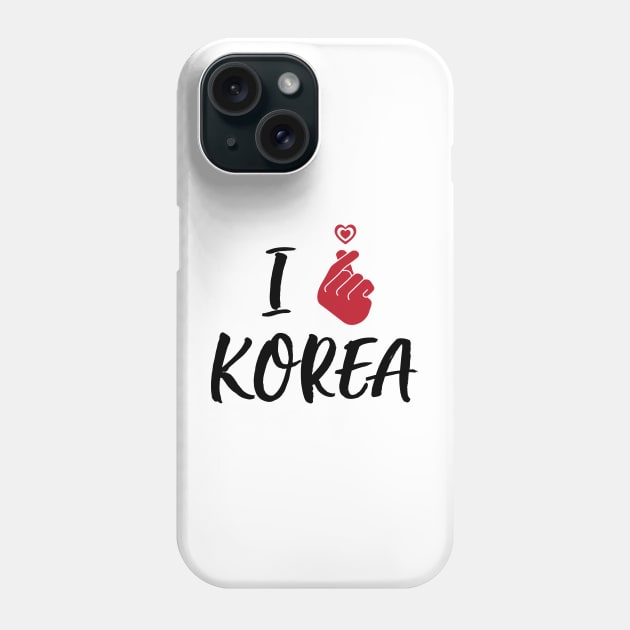 I Love Korea ( Black Color font ) Phone Case by Sassify