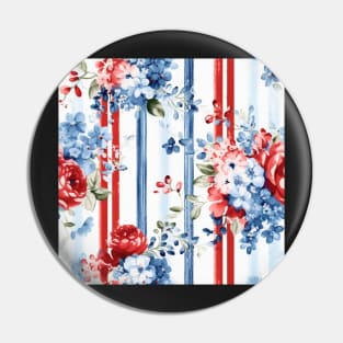 Red White and Blue Patriotic Shabby Floral Pin