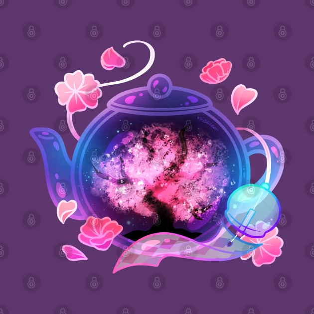 Nighttime Sakura Teapot by heysoleilart