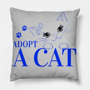 Adopt A Cat - Blue Cat Pillow