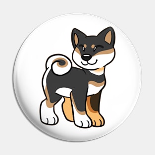 Happy Shiba Inu - Black and Tan Pin