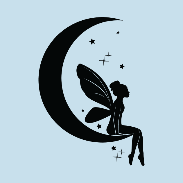 Magical Fairy Sitting on a Waning Crescent Moon by PenguinCornerStore