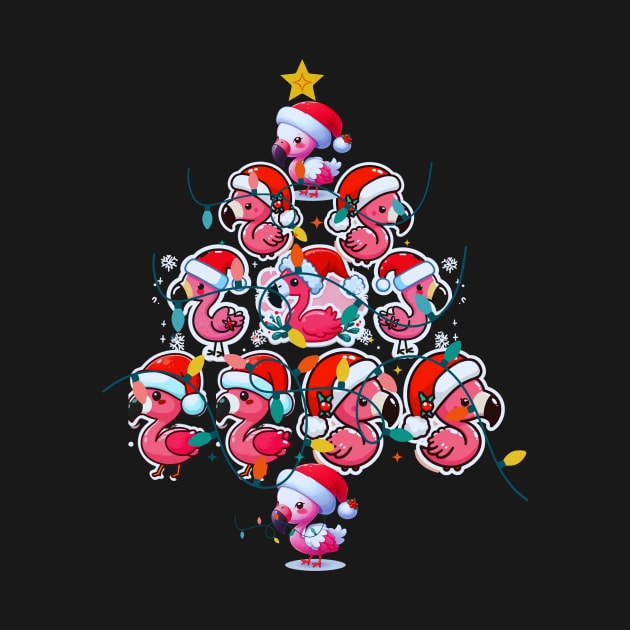 Christmas Tree Cute Funny Santa  Flamingo by Bestworker