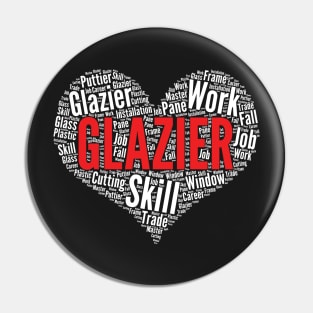 Glazier Heart Shape Word Cloud Design Glass Fitter product Pin