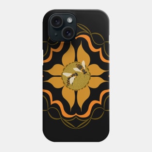 Two Honey Bees on an Abstract Floral Design Phone Case