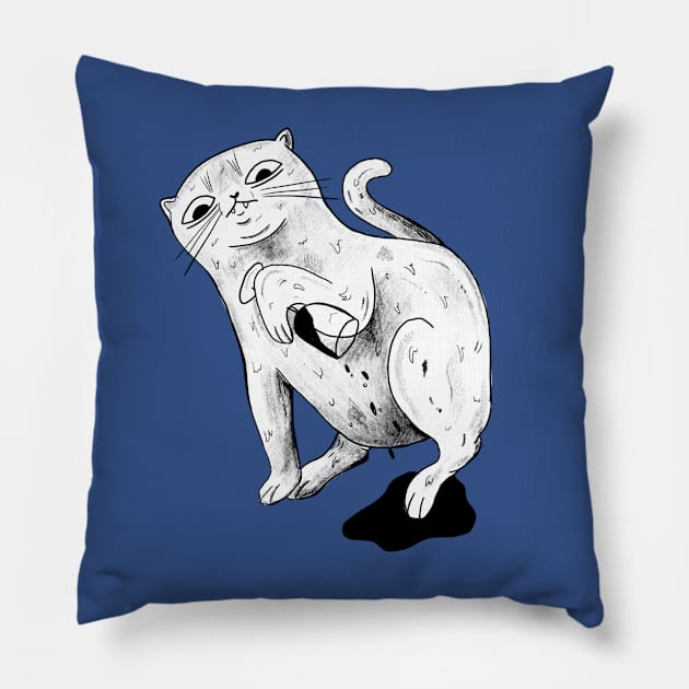 Wine spilling Pillow by Mjdrawings