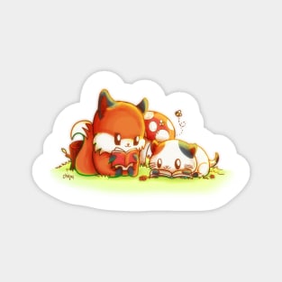 Bookish Fox and Cat Friends Magnet