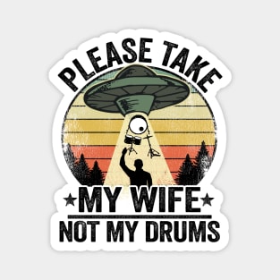 Funny UFO Drums Abduction Drummer Drum Set Gift Funny Magnet