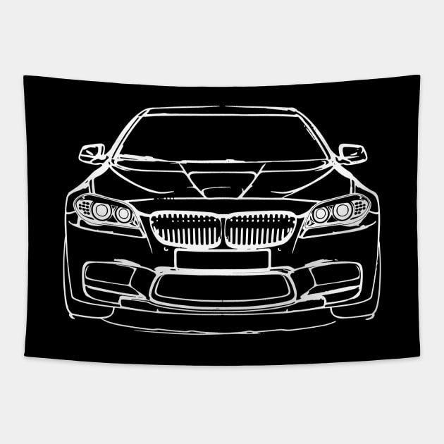 White M5 Car Sketch Art Tapestry by DemangDesign