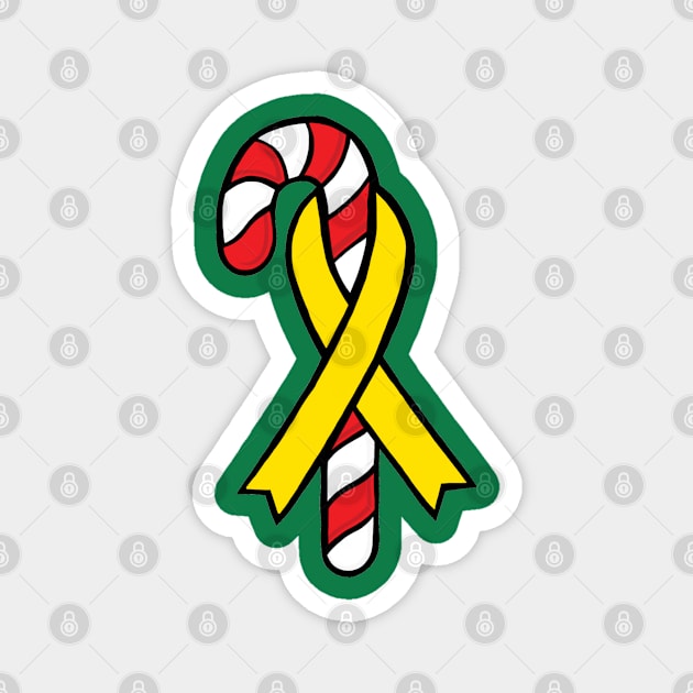 Candy cane awareness ribbon (Yellow) Magnet by CaitlynConnor