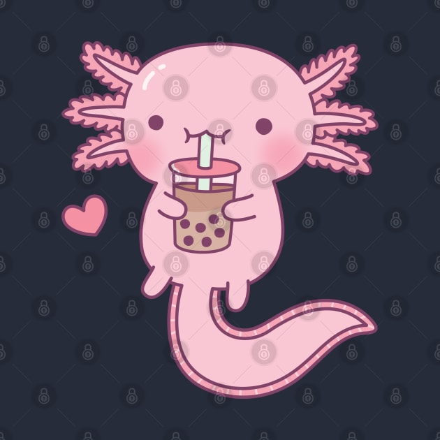 Cute Axolotl Loves Boba Tea by rustydoodle