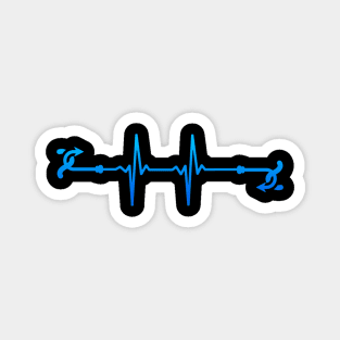 fishing hook heartbeat blue Magnet