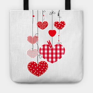 hanging retro red hearts Tote