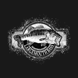 Largemouth Bass Vintage Black & White T-Shirt