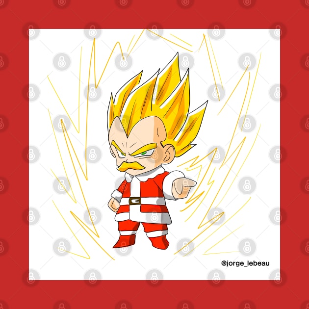 Santa Vegeta in super saiyan christmas in dragonball by jorge_lebeau