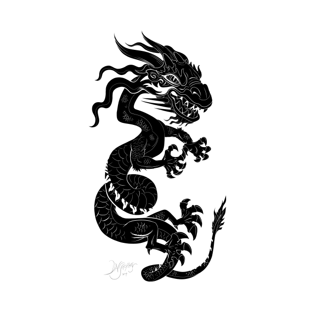 Black Dragon White Style by Lines