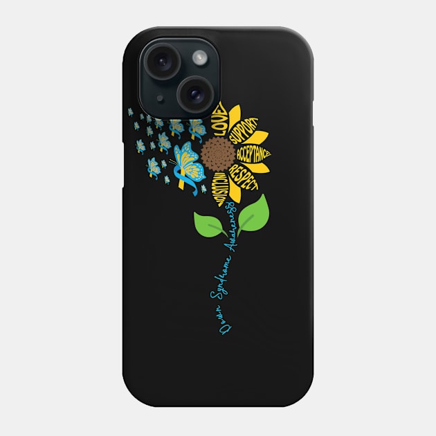 down syndrome awareness sunflower and butterfly design Phone Case by mohazain