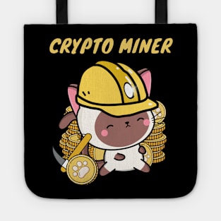 Funny white cat is a Crypto Miner Tote