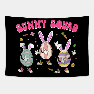 Bunny Squad Funny Eggs Dabbing Easter Day Tapestry