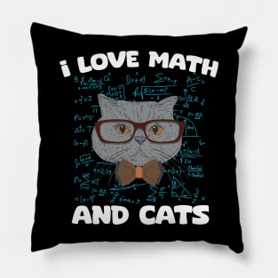 I Love Math And Cats Pillow