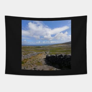 The Irish stone village (stone wall, wall, stone, stones, stone walls, stone wall design, stone wall background) Tapestry