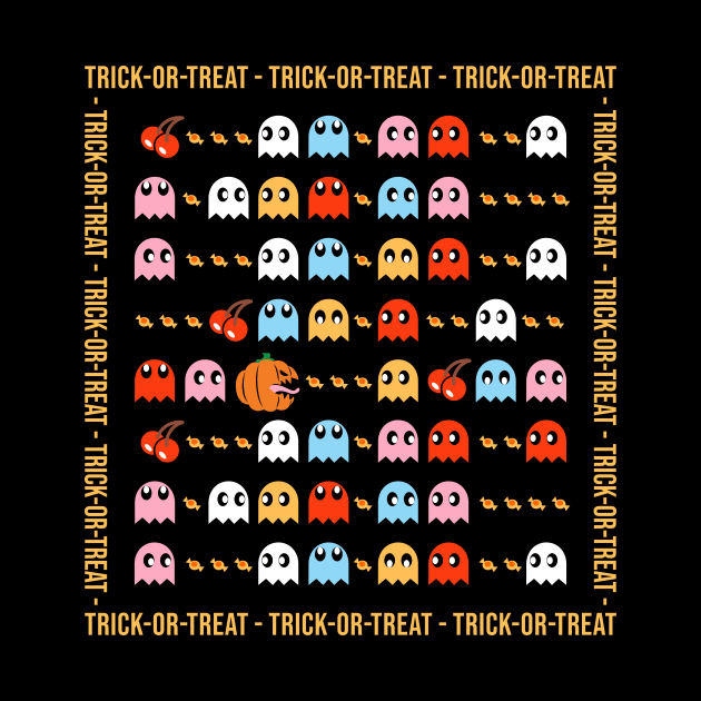 Retro Pumpkin Eating Ghosts by marieltoigo