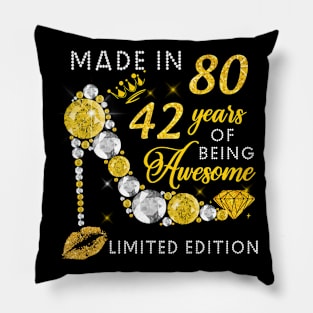 Made In 1980 Limited Edition 42 Years Of Being Awesome Jewelry Gold Sparkle Pillow