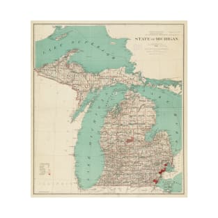 Vintage Map of Michigan (1888) T-Shirt