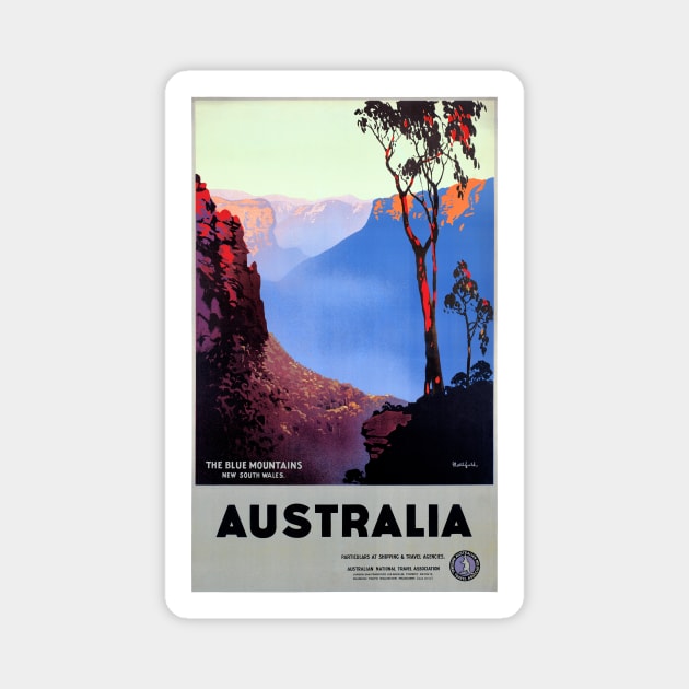 Vintage Travel Poster The Blue Mountains Australia Magnet by vintagetreasure