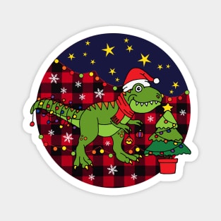 Kids Christmas T-rex Dinosaur Magnet