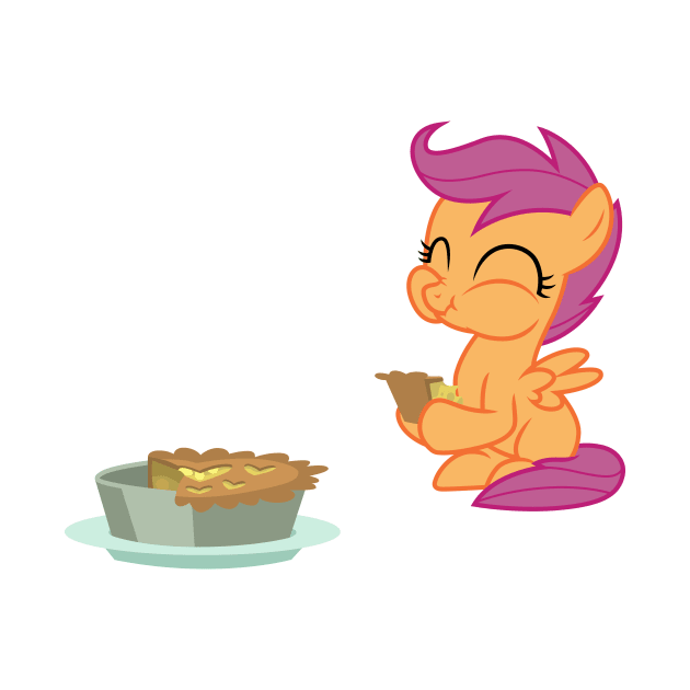 Scootaloo eating pie by CloudyGlow